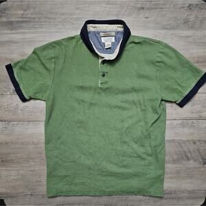 Vintage L.L Bean Polo Shirt Men's Size Medium Short Sleeve Green Cotton Top